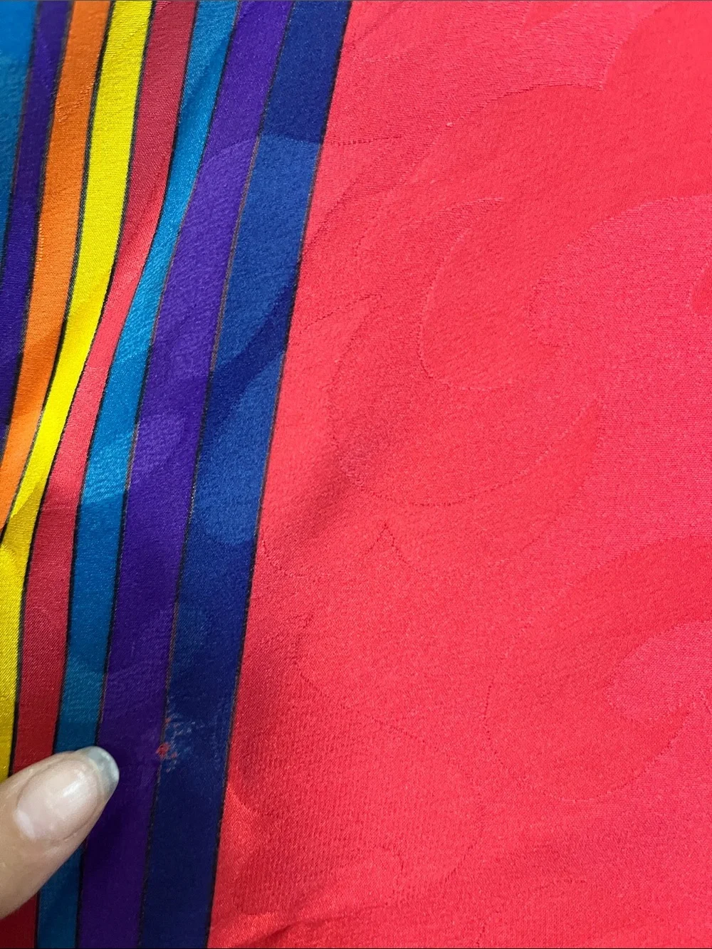 Rare- Dior Vintage geo print Large silk  Scarf mixed media stripe border
